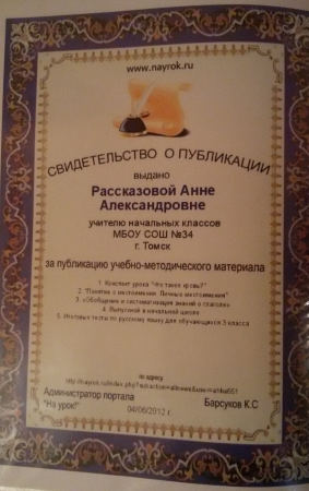 Сертификаты за 2012 год