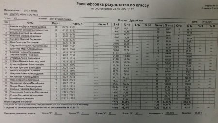 Всероссийская проверочная работа по русскому языку во 2 Б классе - 2017 год
